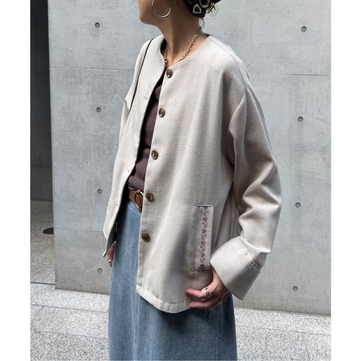 エクリュ ノーカラーブルゾン | Lbc with Life | 詳細画像1 