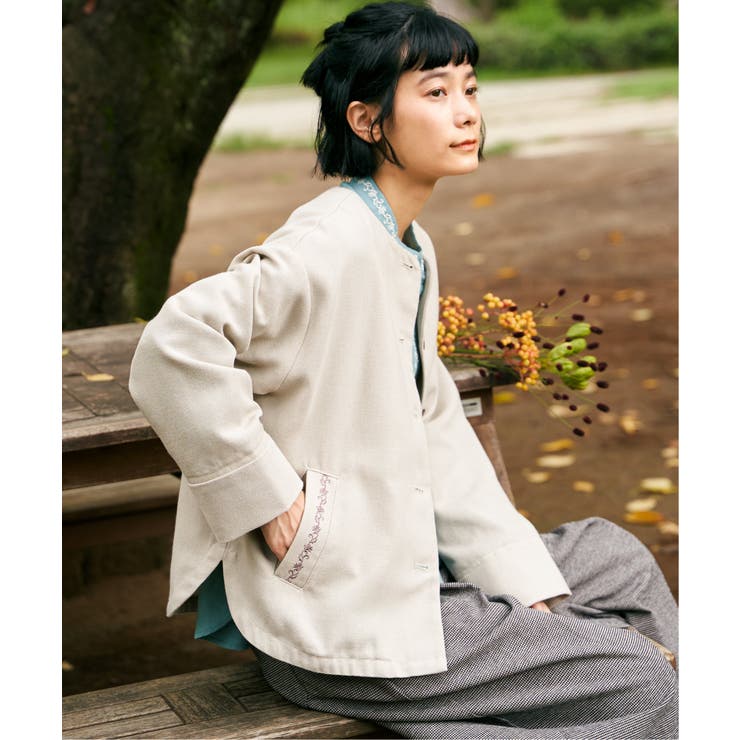 エクリュ ノーカラーブルゾン | Lbc with Life | 詳細画像4 