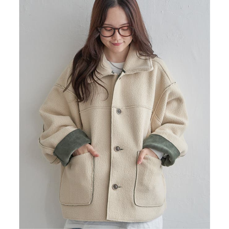 ボアコーデュロイリバーシブル襟付きジャケット | Lbc with Life | 詳細画像19 