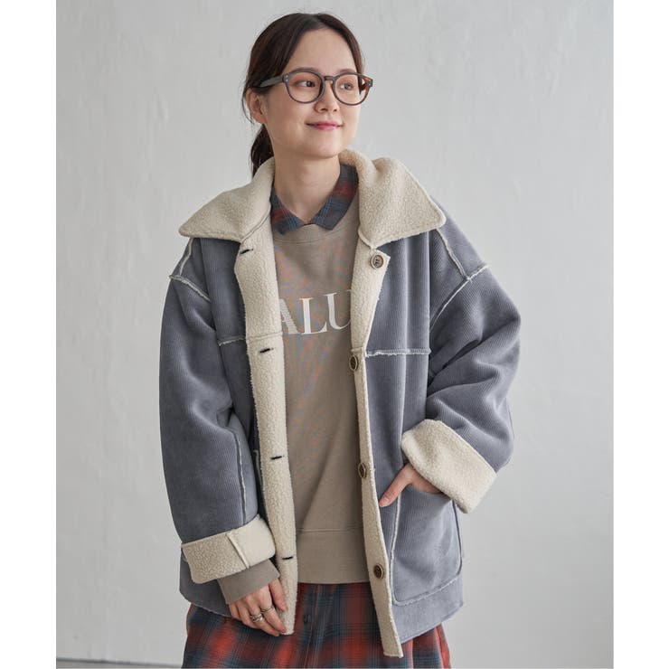 ボアコーデュロイリバーシブル襟付きジャケット | Lbc with Life | 詳細画像1 