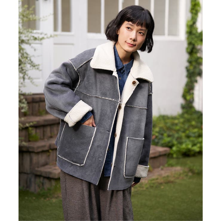 ボアコーデュロイリバーシブル襟付きジャケット | Lbc with Life | 詳細画像3 