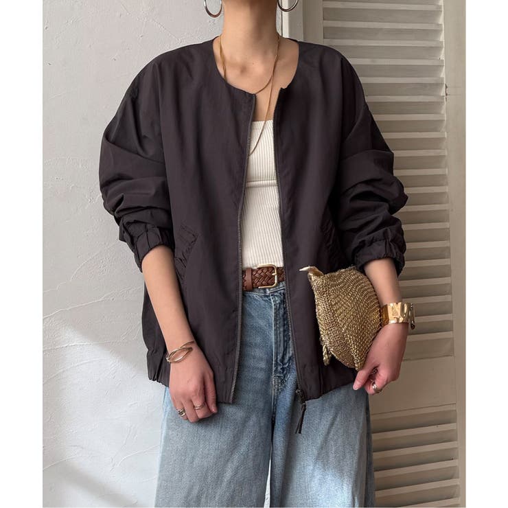 チャコール | ナイロンシャーリングブルゾン | Lbc with Life