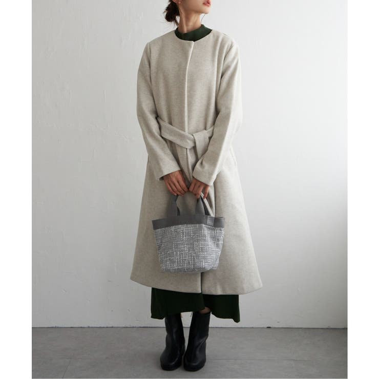 ジャージメルトンノーカラーコート[品番：IKAW0014586]｜Lbc with Life