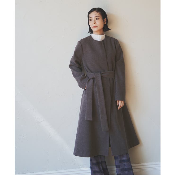 ジャージメルトンノーカラーコート[品番：IKAW0014586]｜Lbc with Life