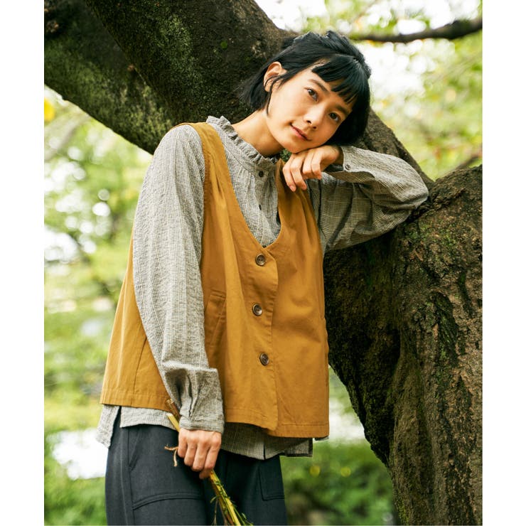 エクリュ パッカリング深Vベスト | Lbc with Life | 詳細画像5 