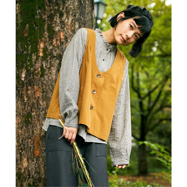 エクリュ パッカリング深Vベスト | Lbc with Life | 詳細画像7 