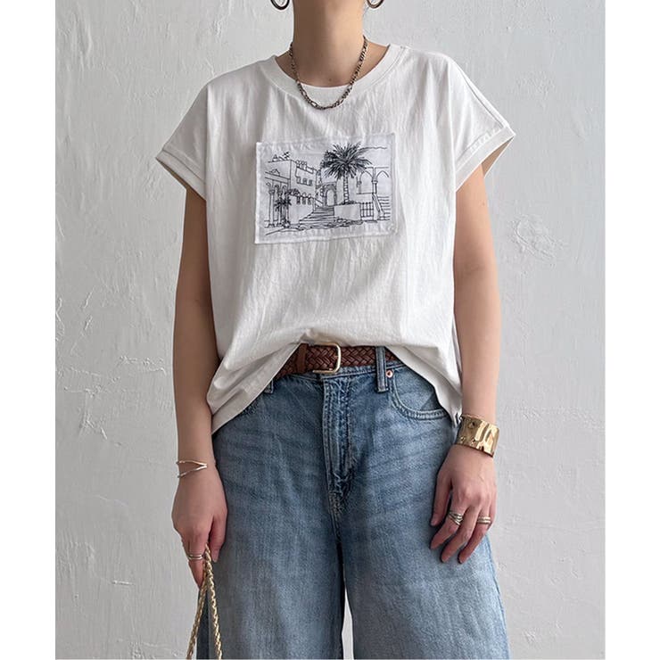 冷感フレンチスリーブ刺繍Tシャツ | Lbc with Life | 詳細画像2 