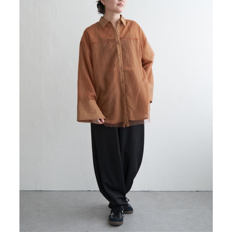 ArgueCulture口紅の跡♡ストライプシャツ 上品 赤 ストライプシャツ | Pay ID