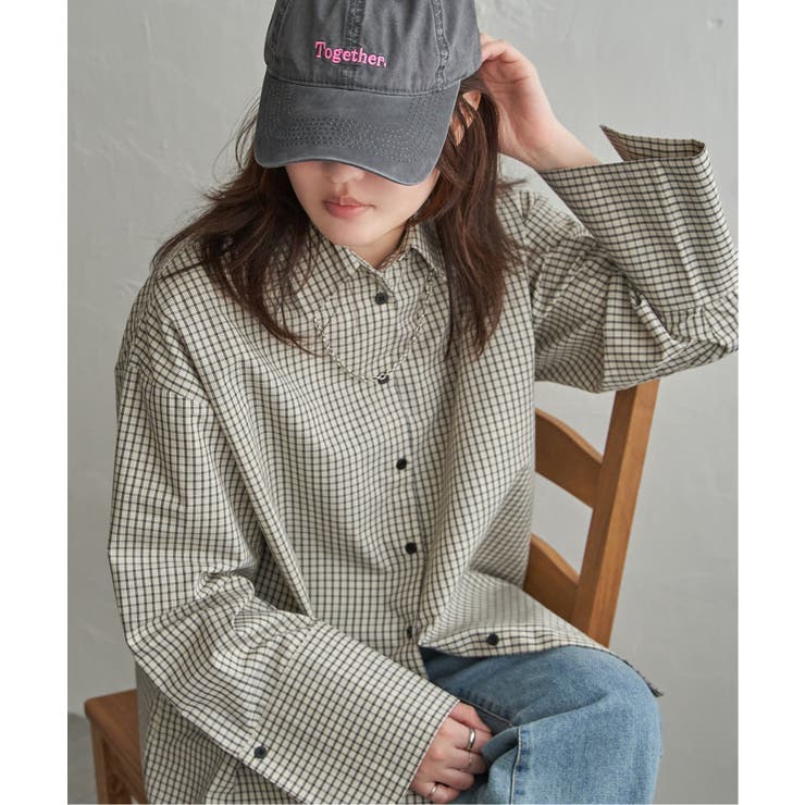 アイボリー | チェックオーバーサイズPKシャツ | VENCE share style【WOMEN】