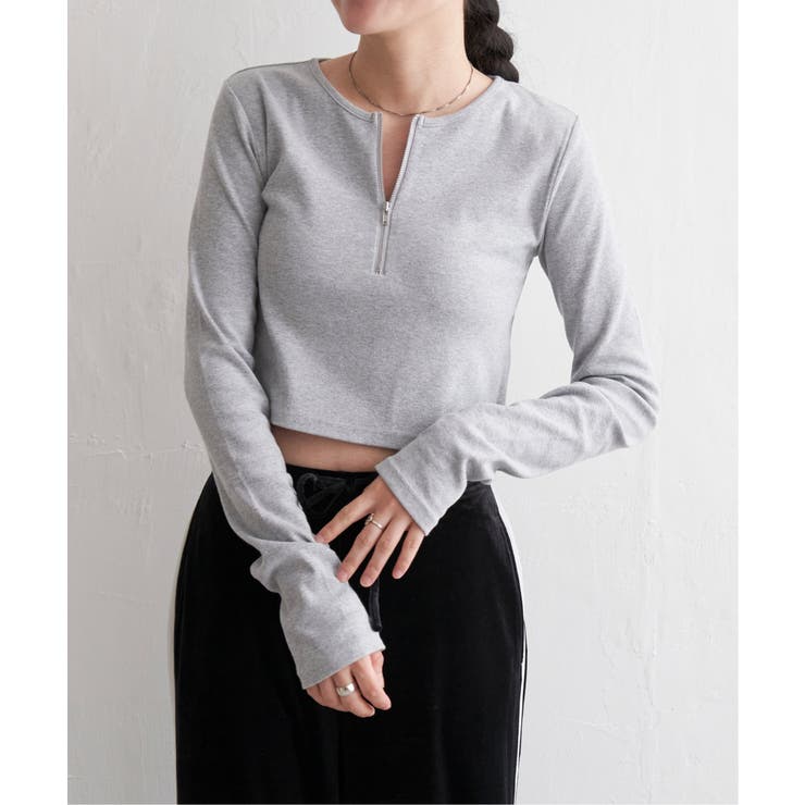 テレコハーフジップクロップドプルオーバー | VENCE share style【WOMEN】 | 詳細画像8 