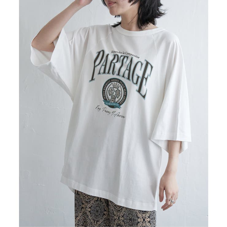 オフホワイト | カレッジ配色ラグランT | VENCE share style【WOMEN】