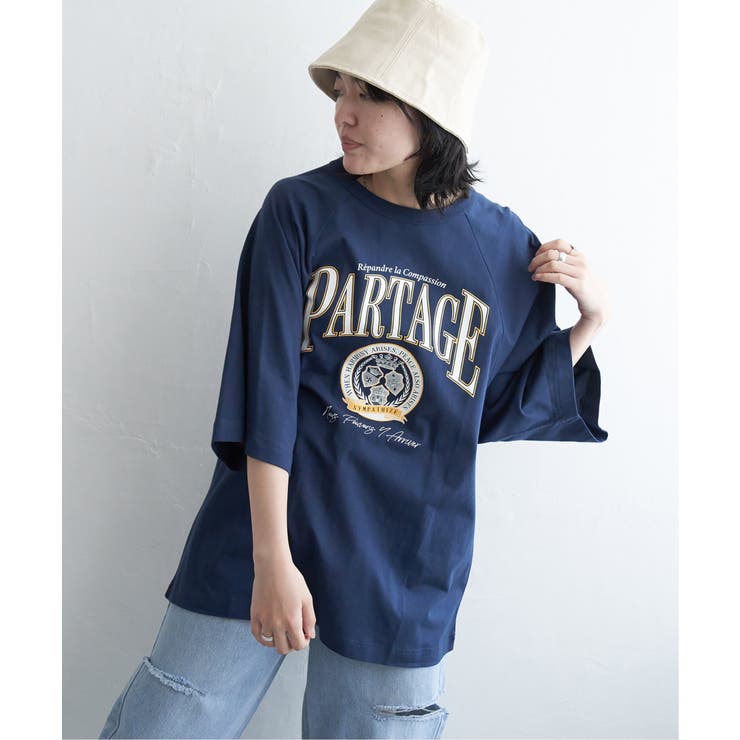 ネイビー | カレッジ配色ラグランT | VENCE share style【WOMEN】