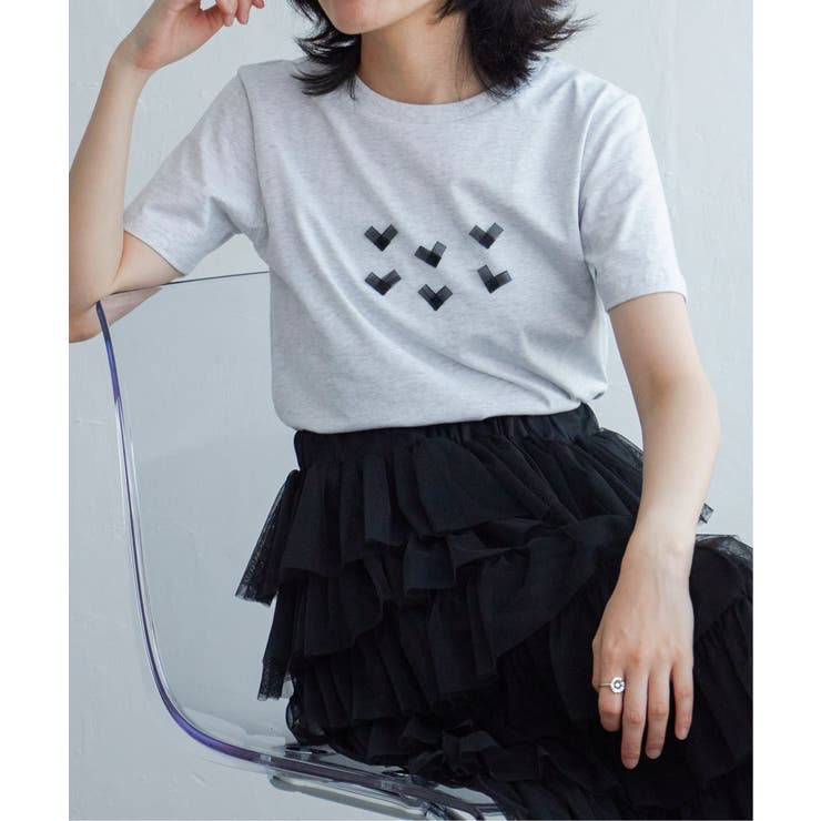 ライトグレイ | オーガンジーハートTシャツ | VENCE share style【WOMEN】