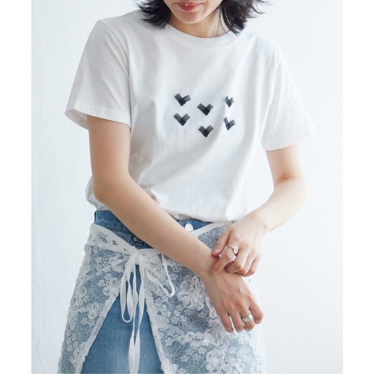 オフホワイト | オーガンジーハートTシャツ | VENCE share style【WOMEN】