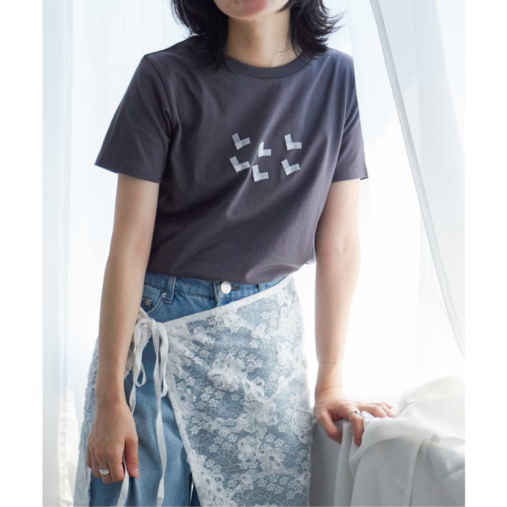 チャコール | オーガンジーハートTシャツ | VENCE share style【WOMEN】