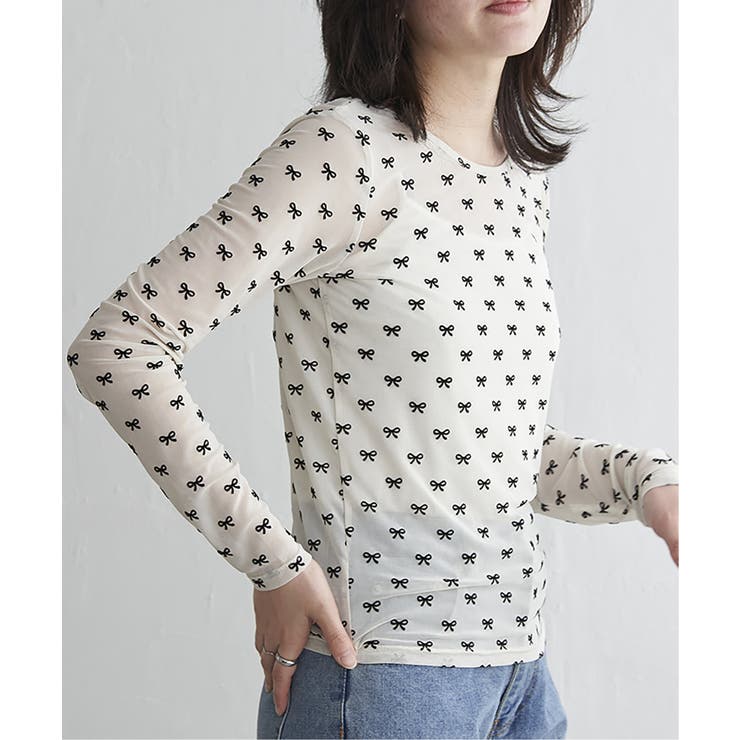 アイボリー | シアーリボンフロッキープルオーバー | VENCE share style【WOMEN】