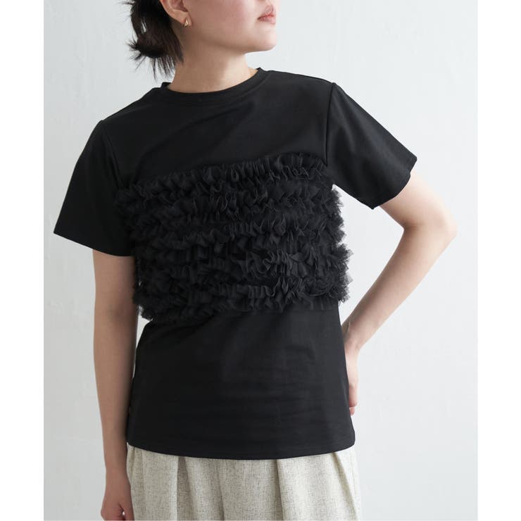 天竺チュールフリルビスチェ見えTシャツ | VENCE share style【WOMEN】 | 詳細画像13 