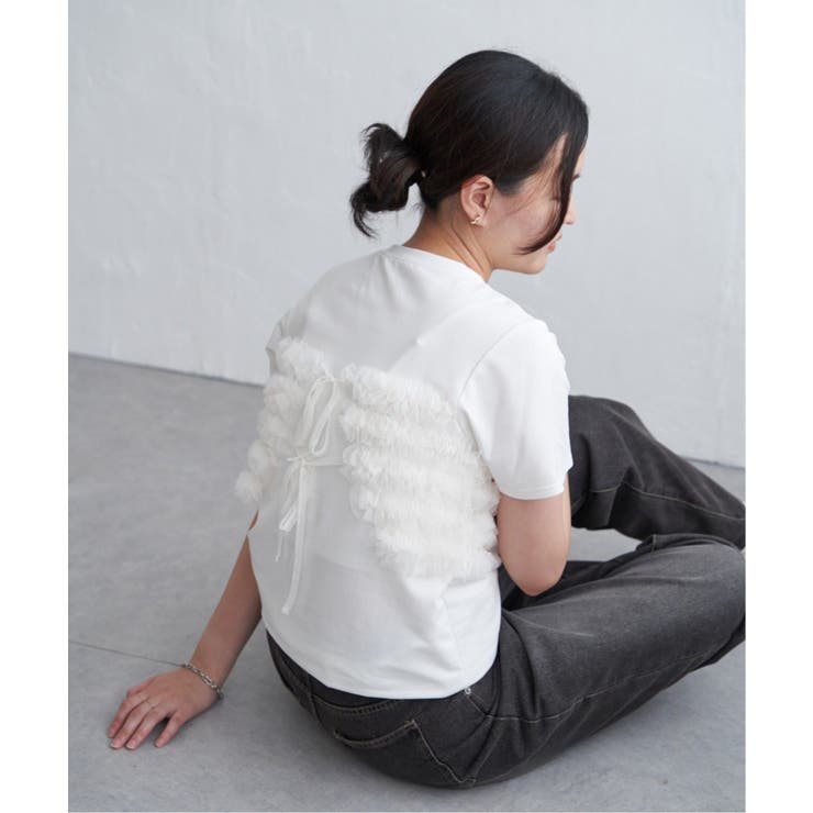 オフホワイト | 天竺チュールフリルビスチェ見えTシャツ | VENCE share style【WOMEN】