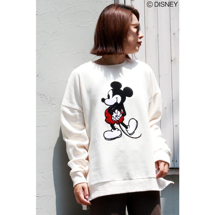 Disney(ディズニー)ミッキーサガラ刺繍裏毛トレーナー[品番