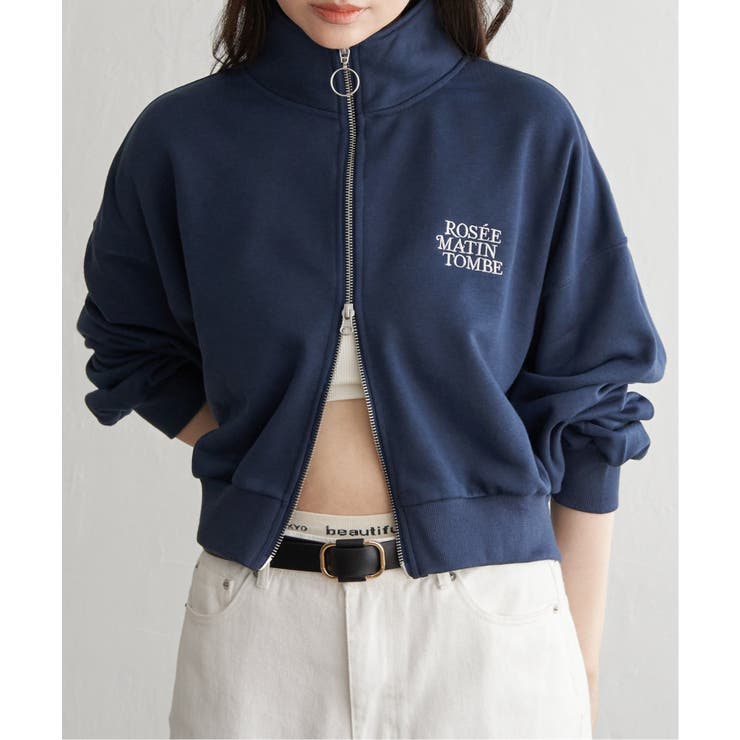 ネイビーブルー | 裏毛ショートブルゾン | VENCE share style【WOMEN】