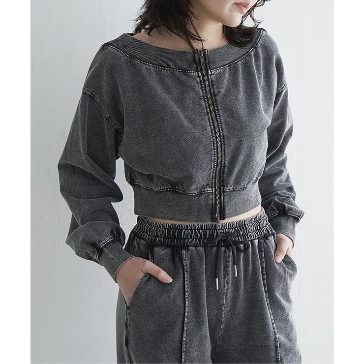 【セットアップ対応】ケミカルオフショルスウェットジップ | VENCE share style【WOMEN】 | 詳細画像1 