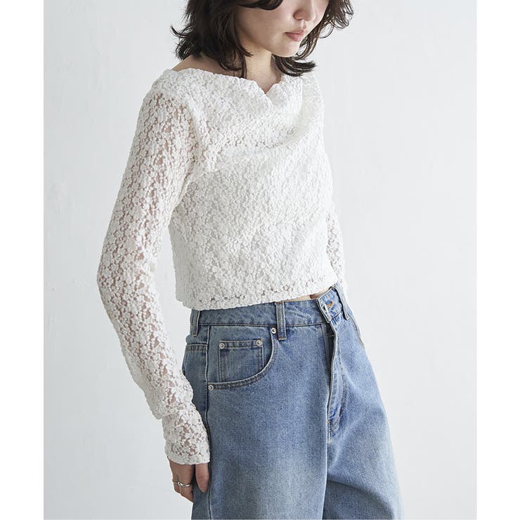 オフホワイト | レースドレープオフショル | VENCE share style【WOMEN】