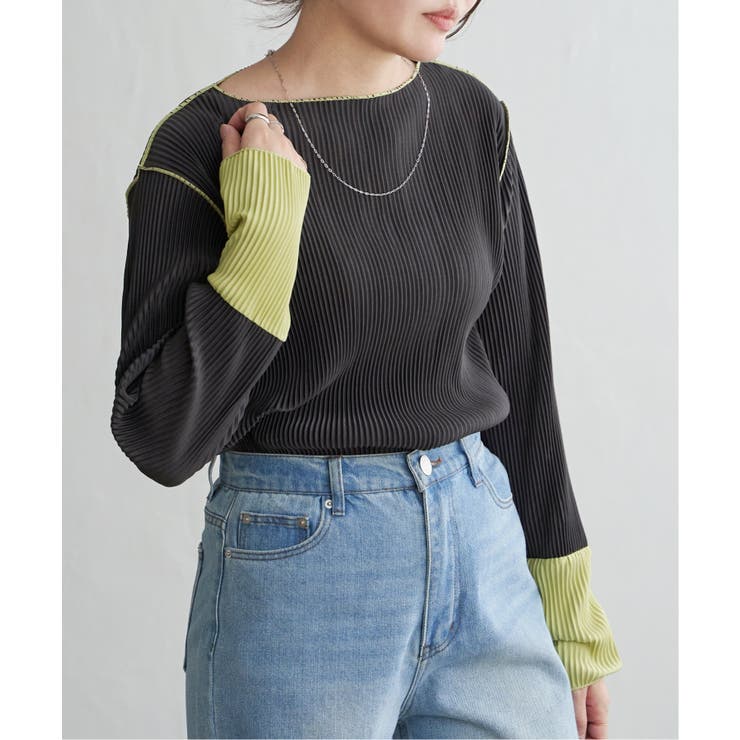 プリーツ加工配色袖トップス | VENCE share style【WOMEN】 | 詳細画像10 