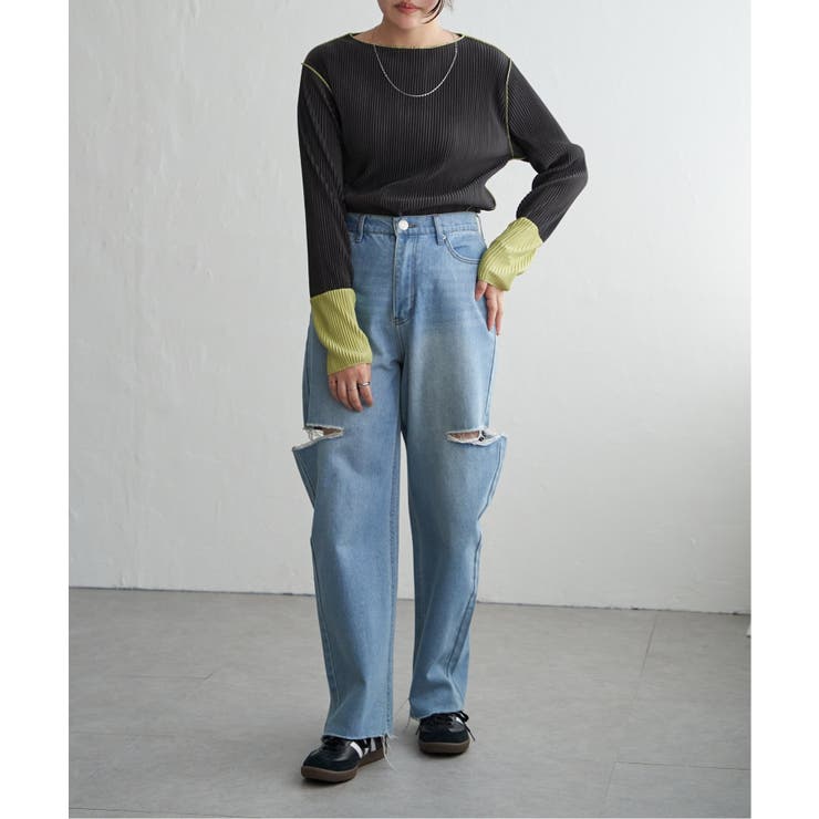 プリーツ加工配色袖トップス | VENCE share style【WOMEN】 | 詳細画像12 