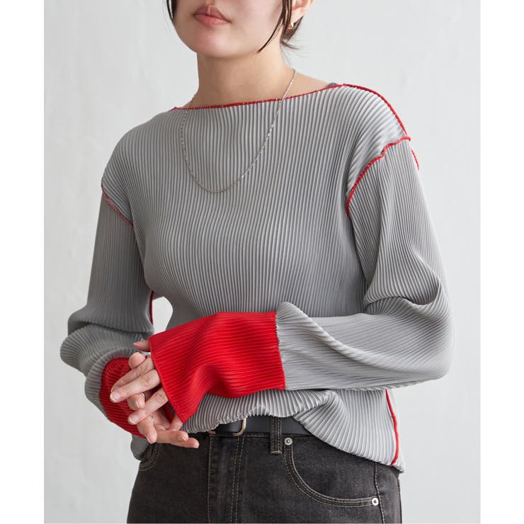 プリーツ加工配色袖トップス | VENCE share style【WOMEN】 | 詳細画像2 