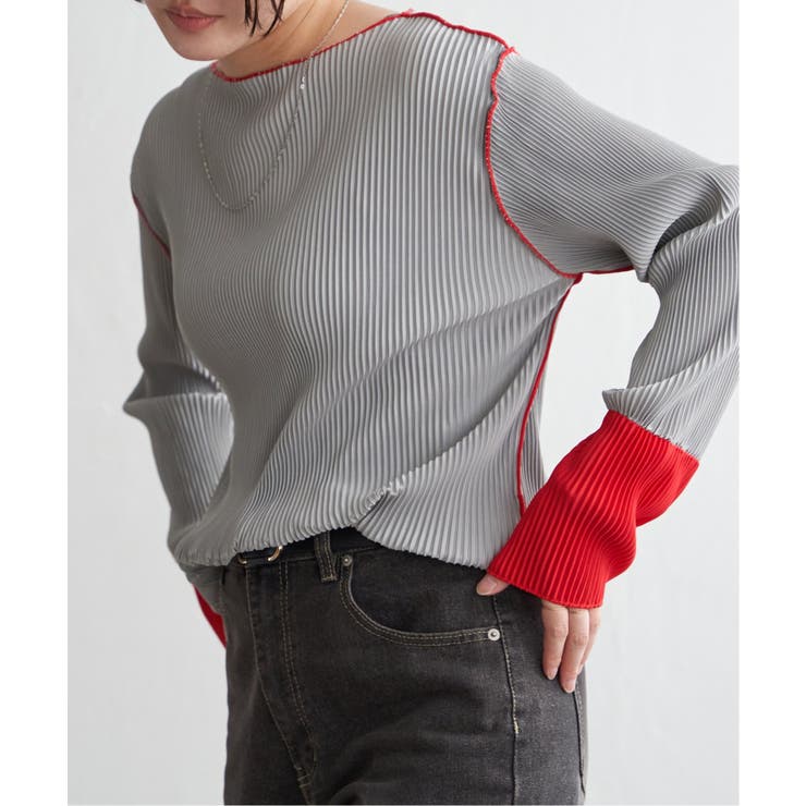 プリーツ加工配色袖トップス | VENCE share style【WOMEN】 | 詳細画像3 