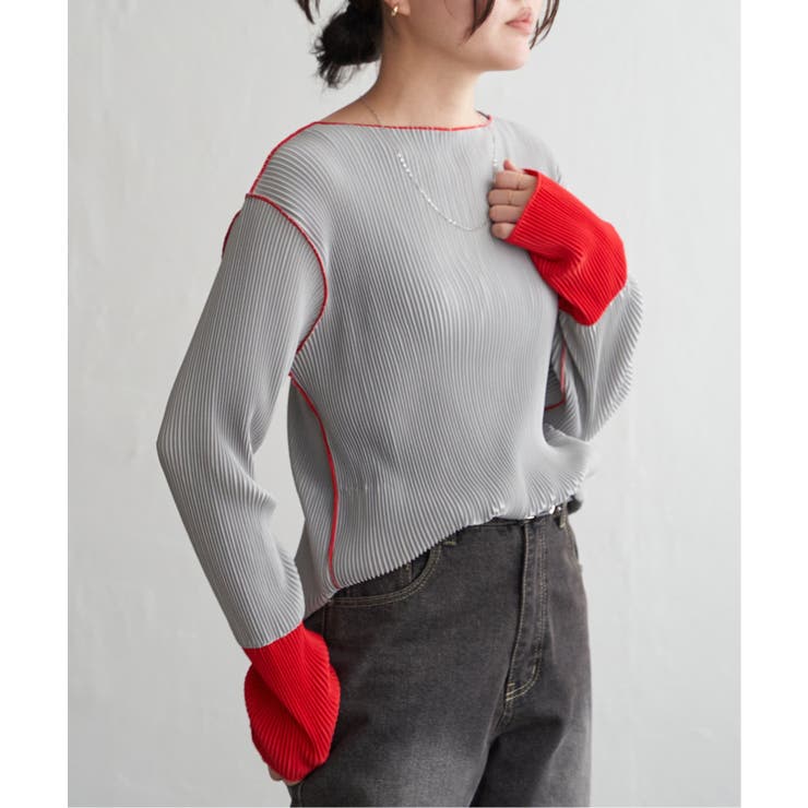 プリーツ加工配色袖トップス | VENCE share style【WOMEN】 | 詳細画像4 