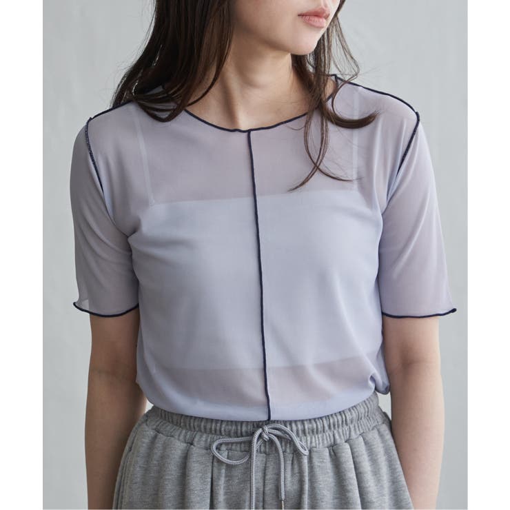 ブルー | シアーメロウ配色トップス | VENCE share style【WOMEN】