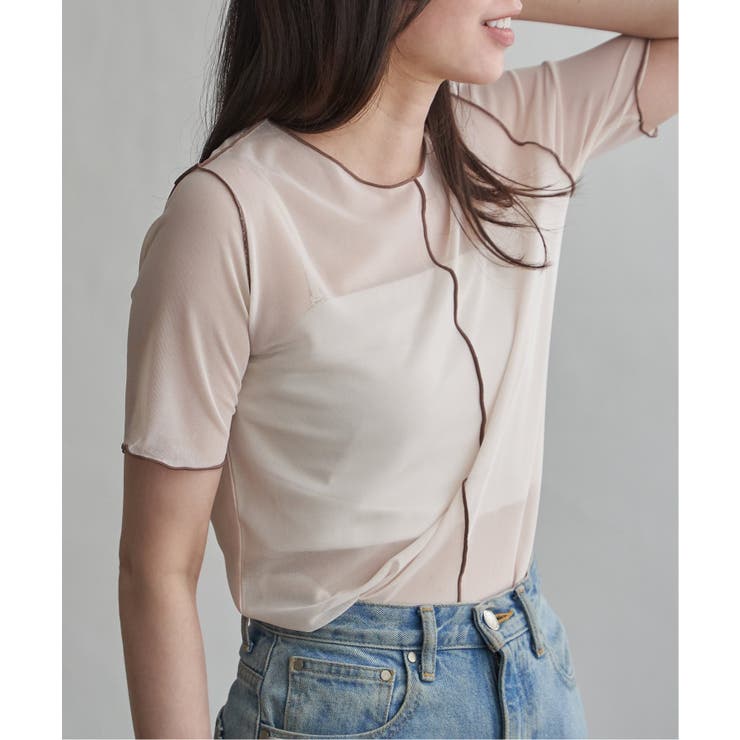 シアーメロウ配色トップス | VENCE share style【WOMEN】 | 詳細画像1 