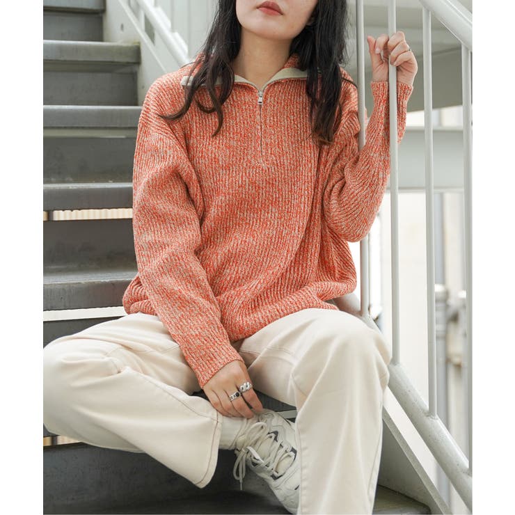 ハーフジップカラーニット[品番：IKAW0017536]｜VENCE share style