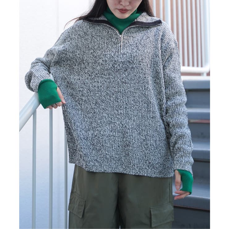ハーフジップカラーニット[品番：IKAW0017536]｜VENCE share style