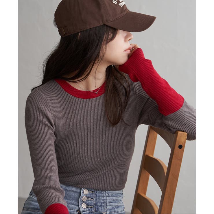 グレー | クールクール12Gリブ配色プルオーバー | VENCE share style【WOMEN】