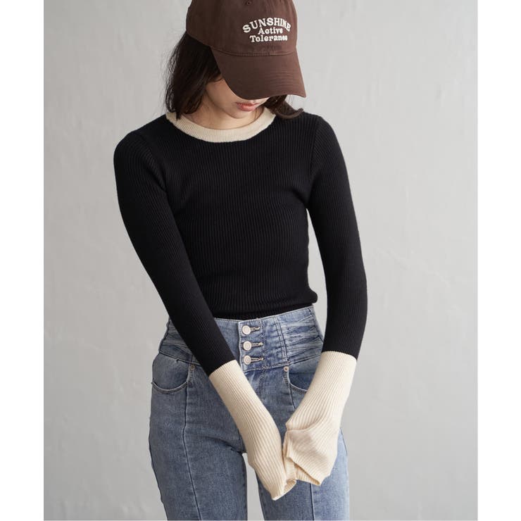 クールクール12Gリブ配色プルオーバー | VENCE share style【WOMEN】 | 詳細画像10 