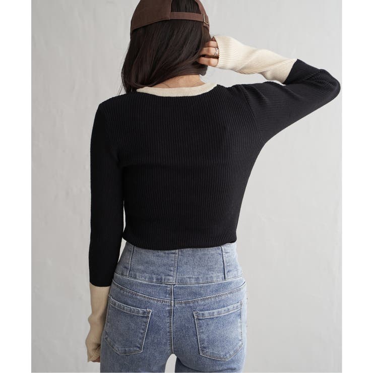 クールクール12Gリブ配色プルオーバー | VENCE share style【WOMEN】 | 詳細画像12 