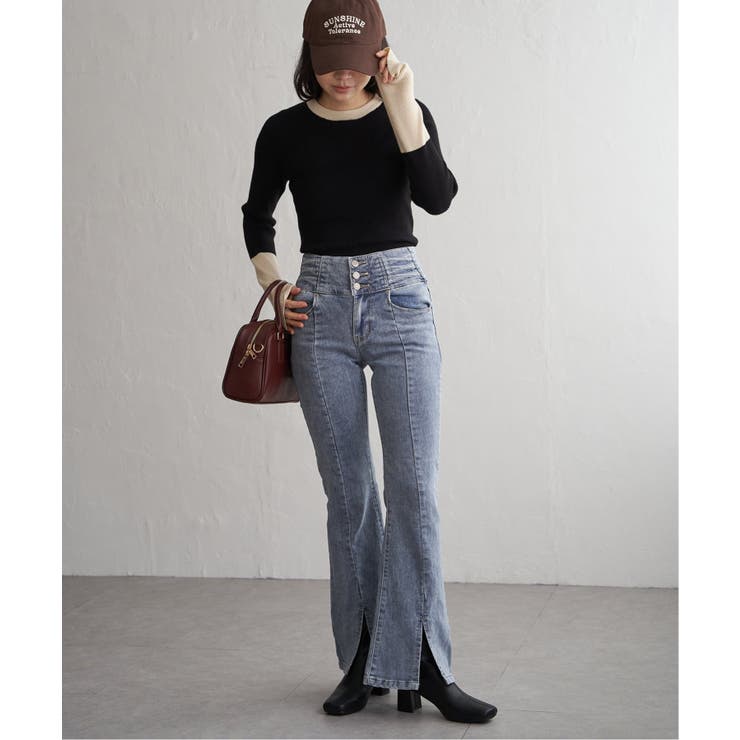 クールクール12Gリブ配色プルオーバー | VENCE share style【WOMEN】 | 詳細画像13 