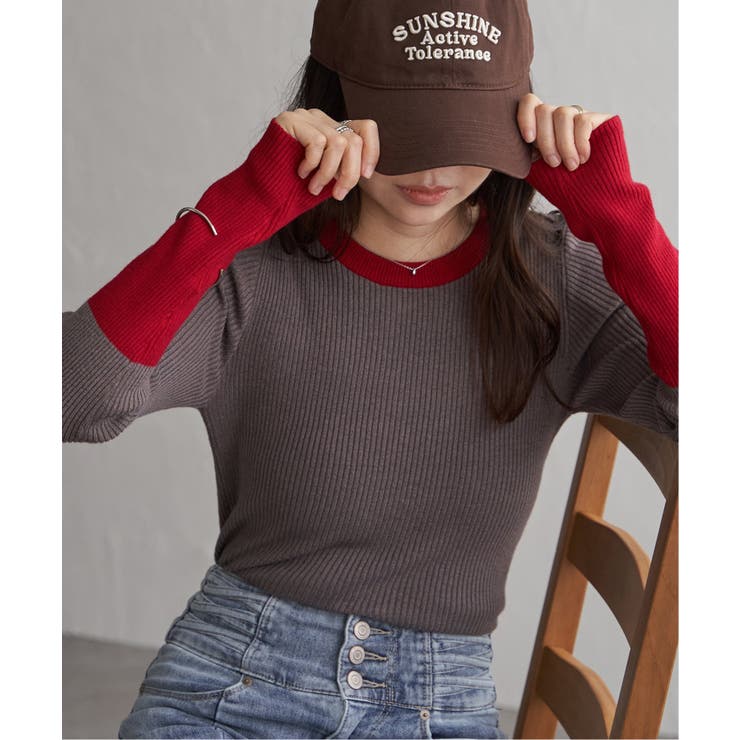 クールクール12Gリブ配色プルオーバー | VENCE share style【WOMEN】 | 詳細画像2 