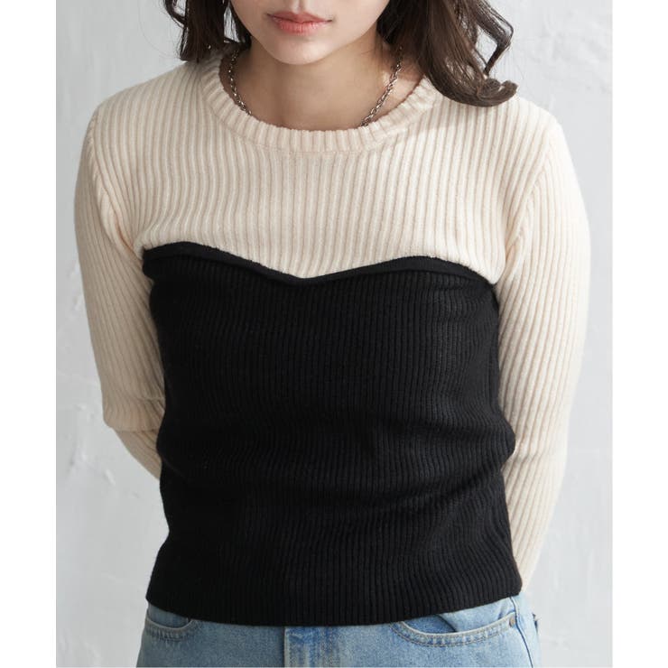 ウールライクビスチェ見え配色プルオーバー | VENCE share style【WOMEN】 | 詳細画像10 