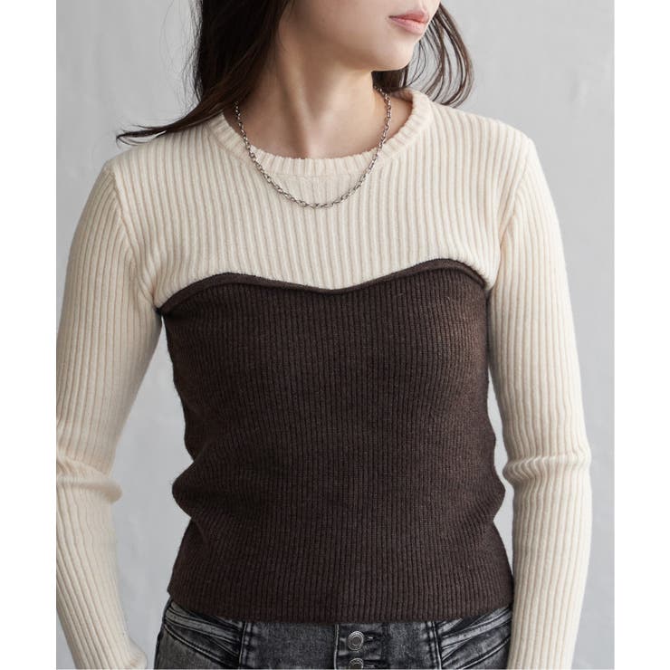 ウールライクビスチェ見え配色プルオーバー | VENCE share style【WOMEN】 | 詳細画像15 