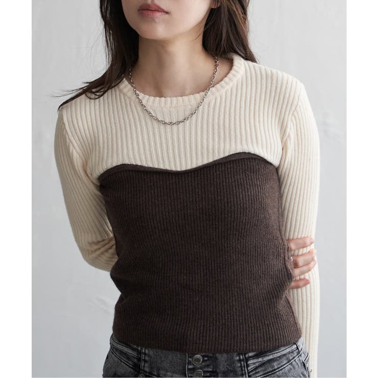 ウールライクビスチェ見え配色プルオーバー | VENCE share style【WOMEN】 | 詳細画像16 