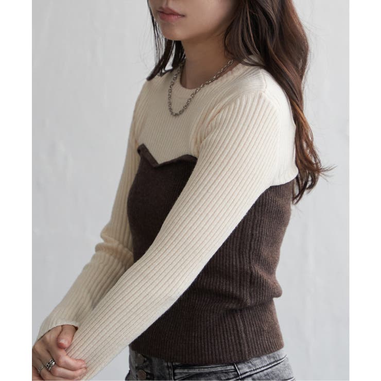 ウールライクビスチェ見え配色プルオーバー | VENCE share style【WOMEN】 | 詳細画像17 