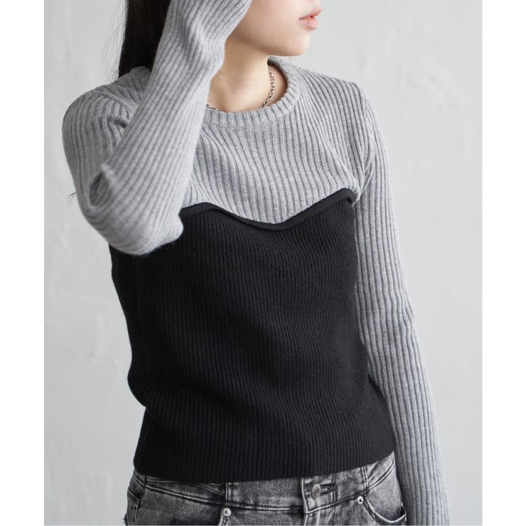 ウールライクビスチェ見え配色プルオーバー | VENCE share style【WOMEN】 | 詳細画像3 