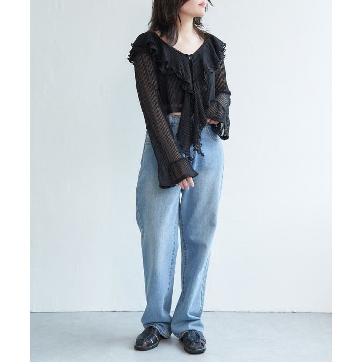 メッシュフリルジップカーディガン | VENCE share style【WOMEN】 | 詳細画像8 