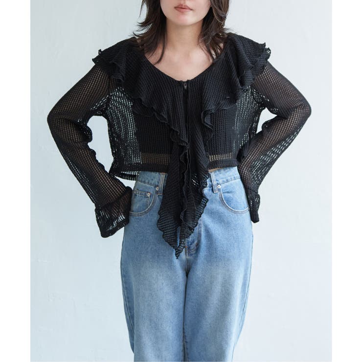 メッシュフリルジップカーディガン | VENCE share style【WOMEN】 | 詳細画像12 