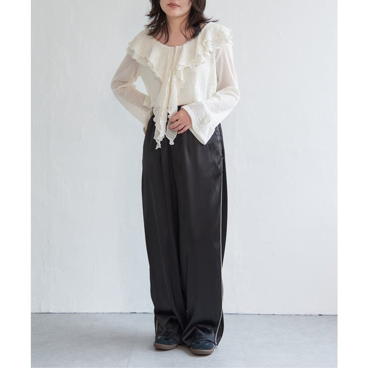 メッシュフリルジップカーディガン | VENCE share style【WOMEN】 | 詳細画像5 