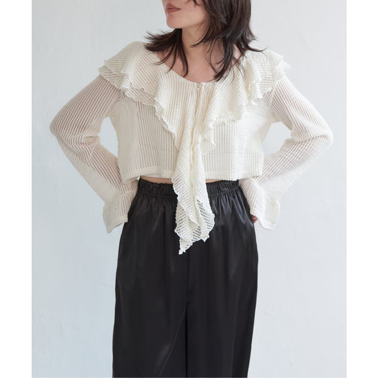 メッシュフリルジップカーディガン | VENCE share style【WOMEN】 | 詳細画像6 