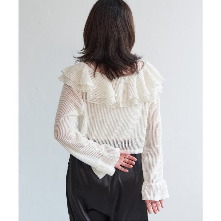 メッシュフリルジップカーディガン | VENCE share style【WOMEN】 | 詳細画像7 